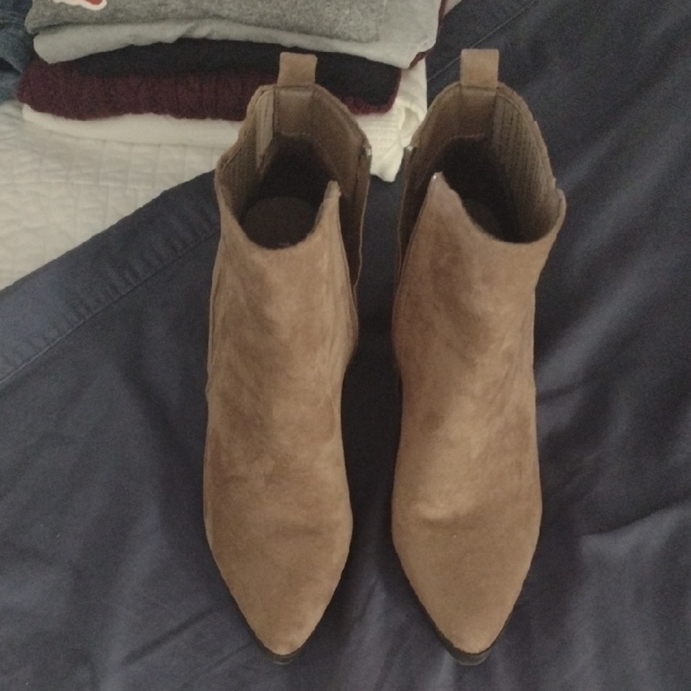Tan Faux Suede Ankle Boots Women's 8 Taupe/Tan Top Moda